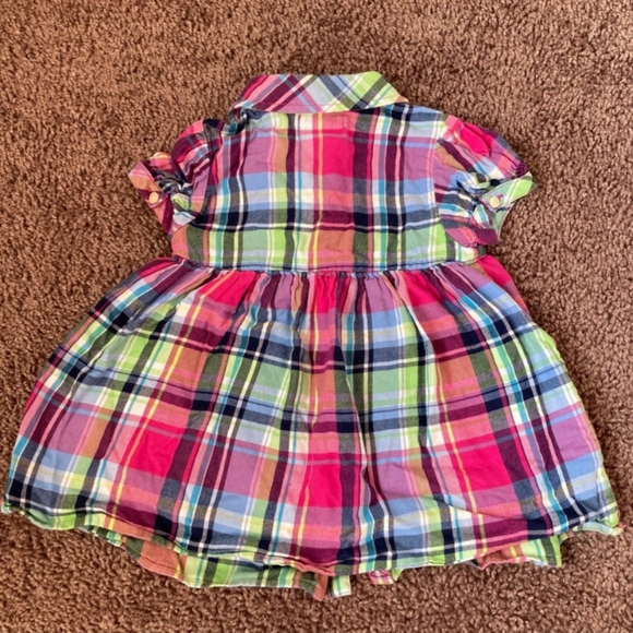 RALPH LAUREN Baby Outfit Plaid Top & Matching Leggings Size 12 Months Pink Blue - Picture 5 of 9